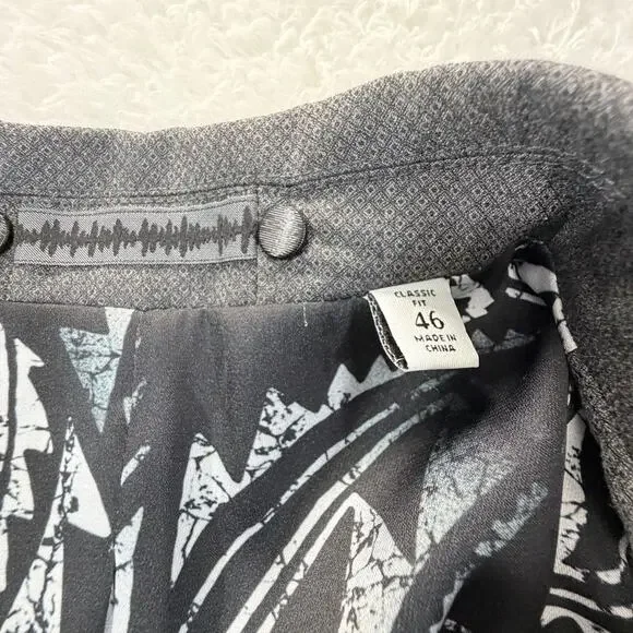 Robert Graham Gray Blazer Jacket 46 Classic Muted Geometric Abstract Sports Coat